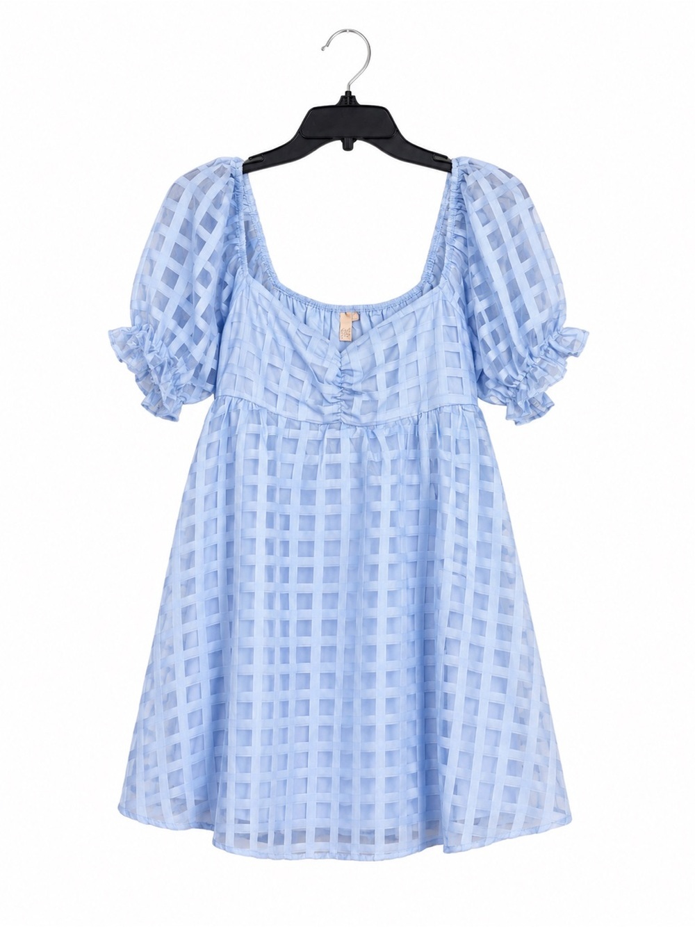 Evolutionary Apparel Blue Puff Sleeve Babydoll Mini Dress Women’s Large